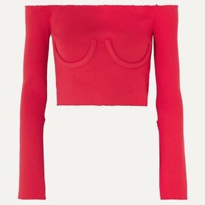 Orseund Iris cropped off shoulder knit top/sweater